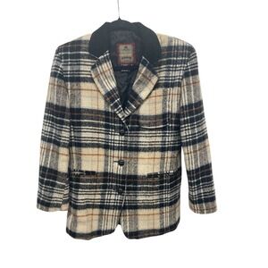 Vintage Blazer Jacket Coat, Ventara Lined, Women's Size Small Leather Collar